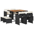 vidaXL 9 Piece Poly Rattan Patio Dining Set in Brown/Cream white/Black