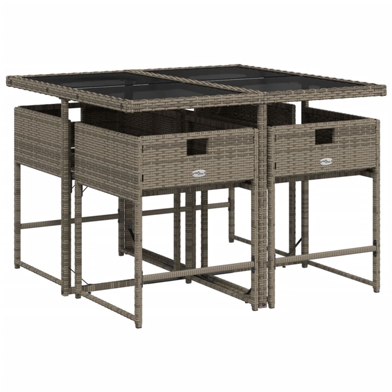 vidaXL 5 Piece Rattan Garden Dining Set in Black/Dark Gray