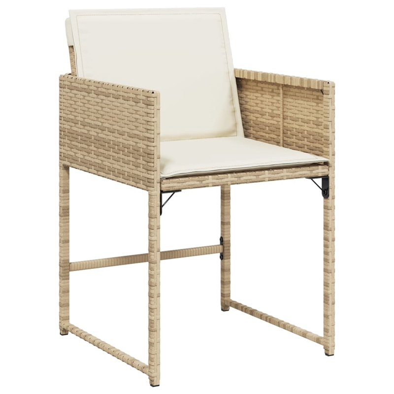 vidaXL 5 Piece Poly Rattan Garden Dining Set in Black/Cream White