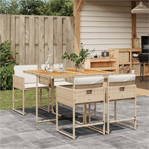 vidaXL Poly Rattan Garden Dining Set in Brown/Cream white