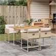 vidaXL Poly Rattan Garden Dining Set in Brown/Cream white