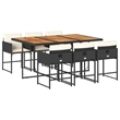 vidaXL 7 Piece Rattan Garden Dining Set in Black/Cream White