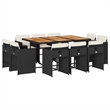 vidaXL 11 Piece Poly Rattan Patio Dining Set in Brown/Cream white/Black