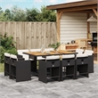 vidaXL 11 Piece Poly Rattan Patio Dining Set in Brown/Cream white/Black
