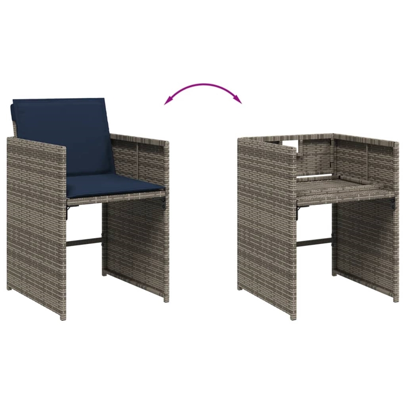 vidaXL Rattan Patio Dining Set in Black/Gray