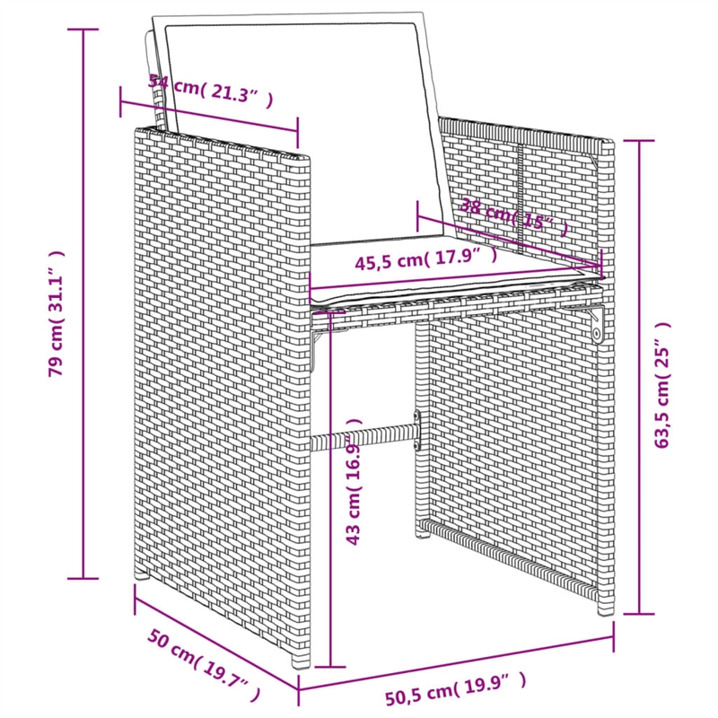 vidaXL Rattan Patio Dining Set in Black/Gray
