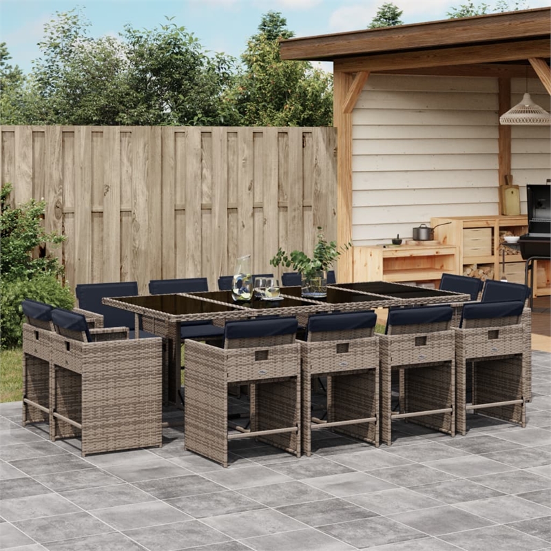 vidaXL Rattan Patio Dining Set in Black/Gray