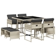 vidaXL 9 Piece Poly Rattan Garden Dining Set in Black/Anthracite/Light Gray