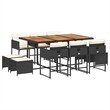 vidaXL 11 Piece Poly Rattan Garden Dining Set in Black and Brown