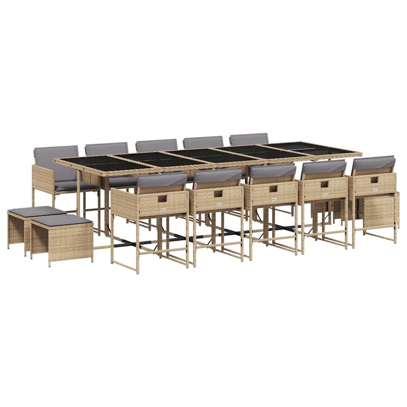 vidaXL Poly Rattan Garden Dining Set in Beige