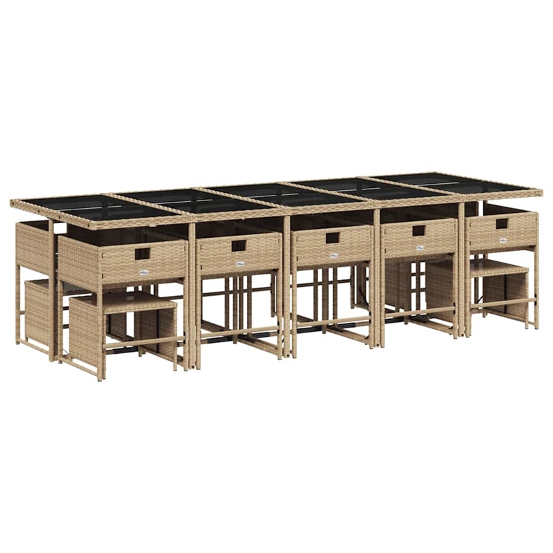 vidaXL Poly Rattan Garden Dining Set in Beige