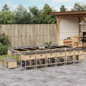 vidaXL 17 Piece Poly Rattan Garden Dining Set in Black