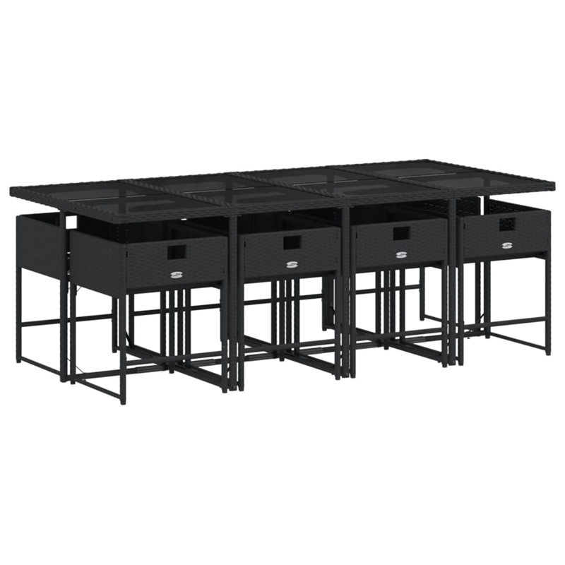 vidaXL 9 Piece Garden Dining Set in Black