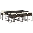 vidaXL 9 Piece Poly Rattan Garden Dining Set in Brown/Cream white/Black