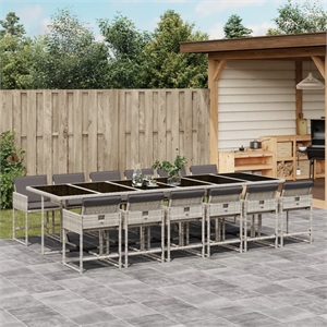 vidaXL Poly Rattan Garden Dining Set with Cushions in Anthracite