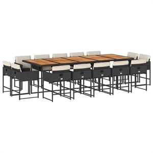vidaXL Rattan Patio Dining Set in Black/Cream White
