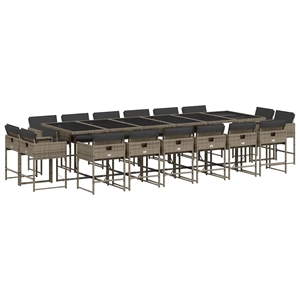 vidaXL 17 Piece Poly Rattan Patio Dining Set in Gray
