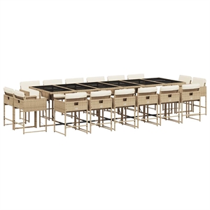 vidaXL 17 Piece Poly Rattan Patio Dining Set in Beige