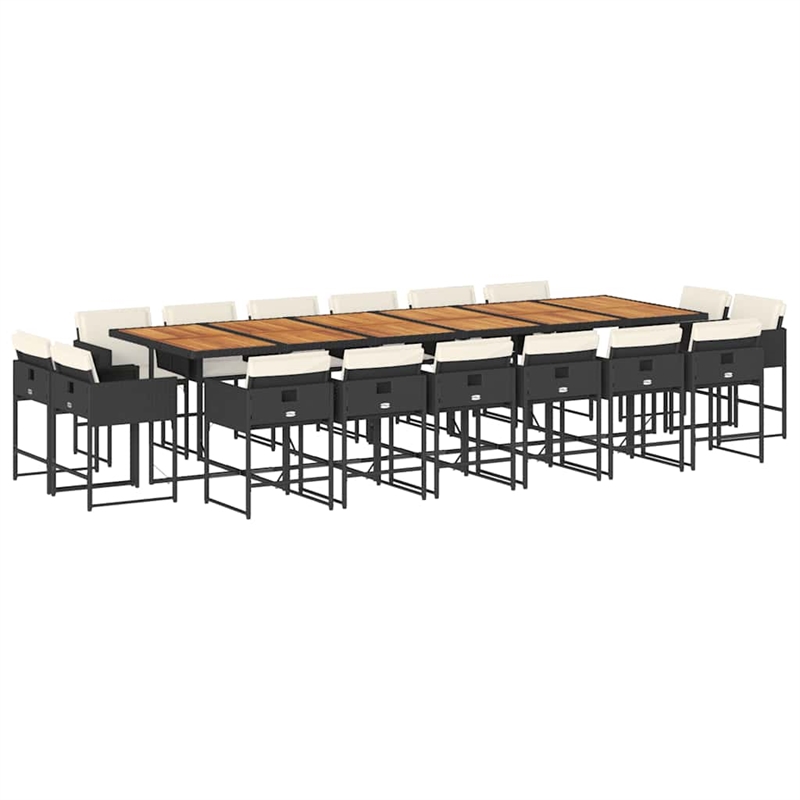 vidaXL 17 Piece Steel Patio Dining Set in Black