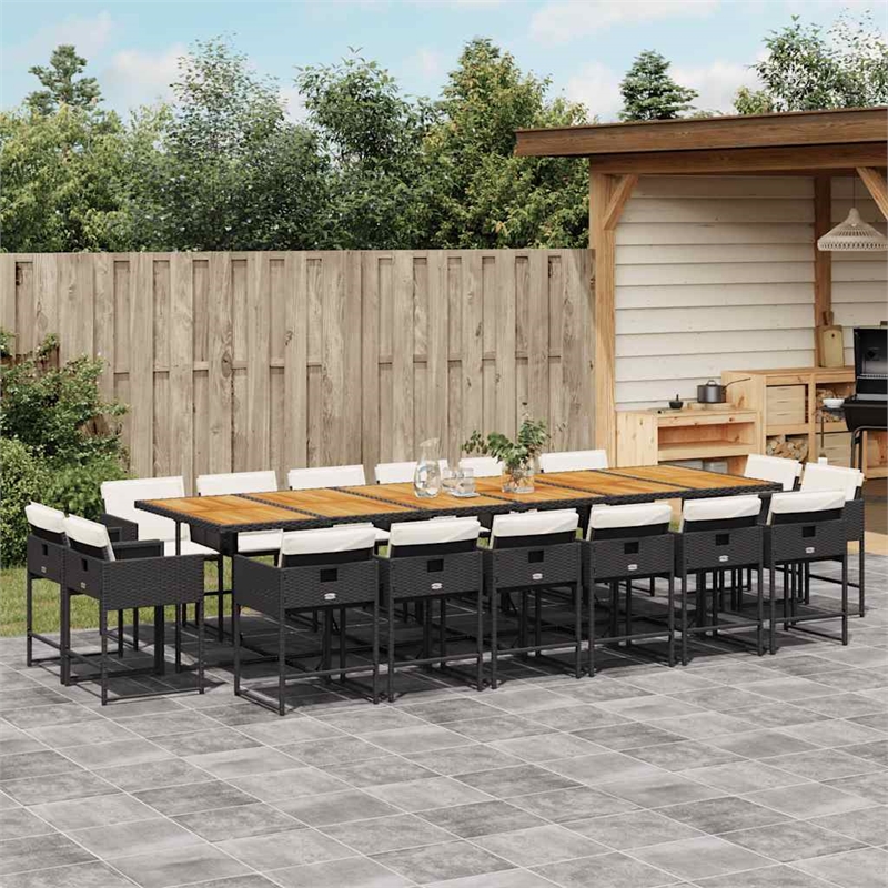 vidaXL 17 Piece Steel Patio Dining Set in Black