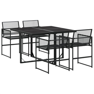 vidaXL 5 Piece Poly Rattan Garden Dining Set in Black