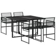 vidaXL 5 Piece Poly Rattan Garden Dining Set in Black