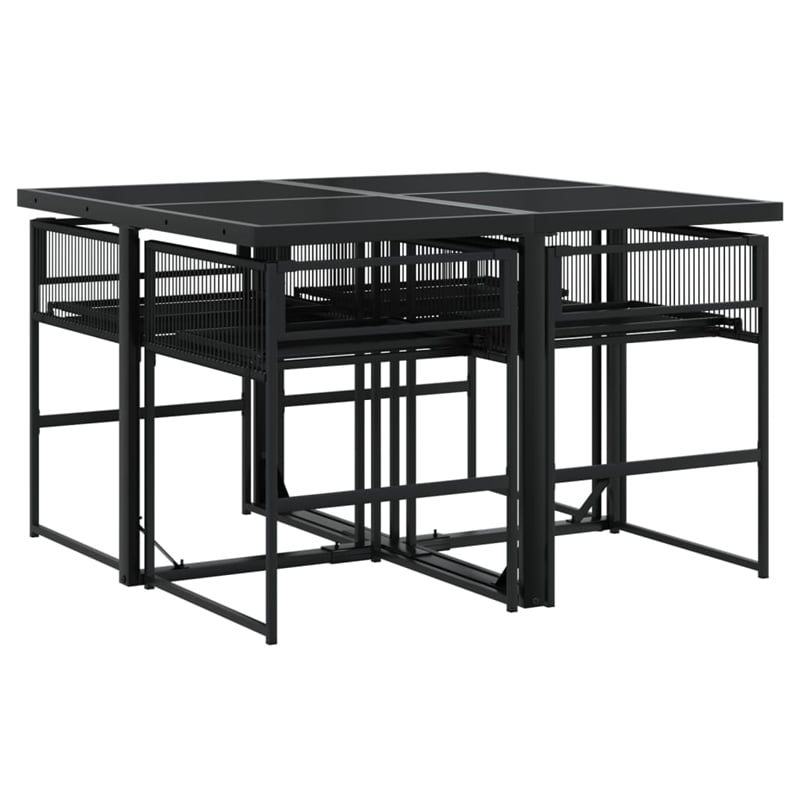 vidaXL 5 Piece Poly Rattan Garden Dining Set in Black
