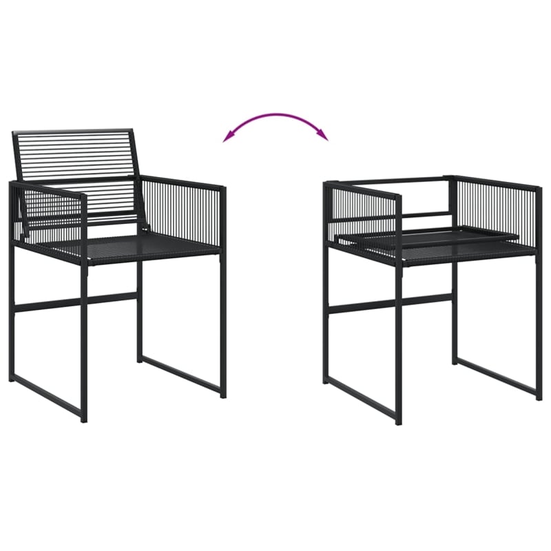vidaXL 5 Piece Poly Rattan Garden Dining Set in Black