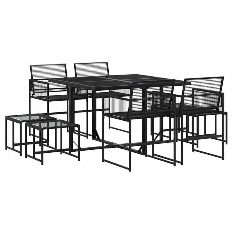 vidaXL 9 Piece Garden Dining Set in Black