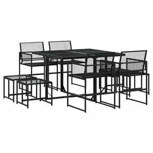 vidaXL 9 Piece Garden Dining Set in Black