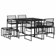 vidaXL 9 Piece Garden Dining Set in Black