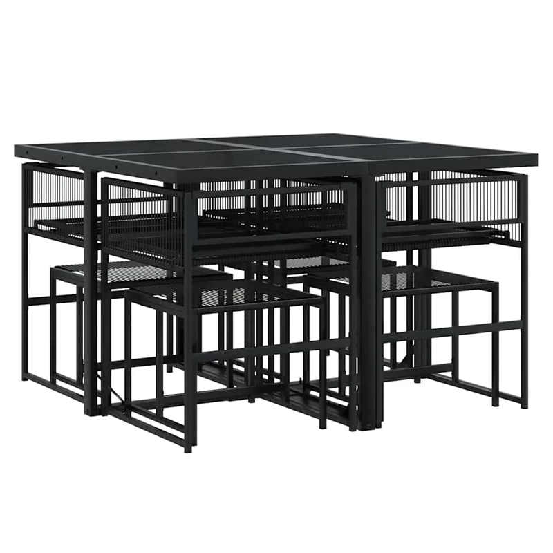 vidaXL 9 Piece Garden Dining Set in Black