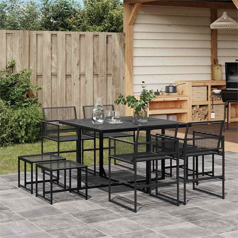 vidaXL 9 Piece Garden Dining Set in Black