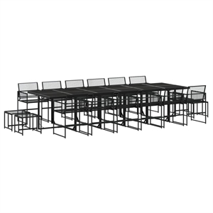 vidaXL 17 Piece Poly Rattan Garden Dining Set in Black