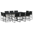 vidaXL 11 Piece Poly Rattan Garden Dining Set in Black/Cream White