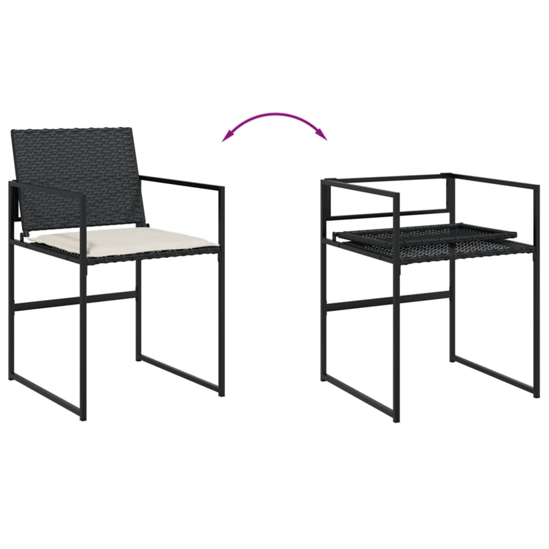 vidaXL 11 Piece Poly Rattan Garden Dining Set in Black/Cream White