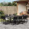 vidaXL 11 Piece Poly Rattan Garden Dining Set in Black/Cream White