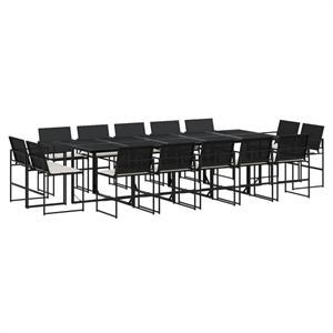 vidaXL 14 Piece Poly Rattan Garden Dining Set in Black/Cream White