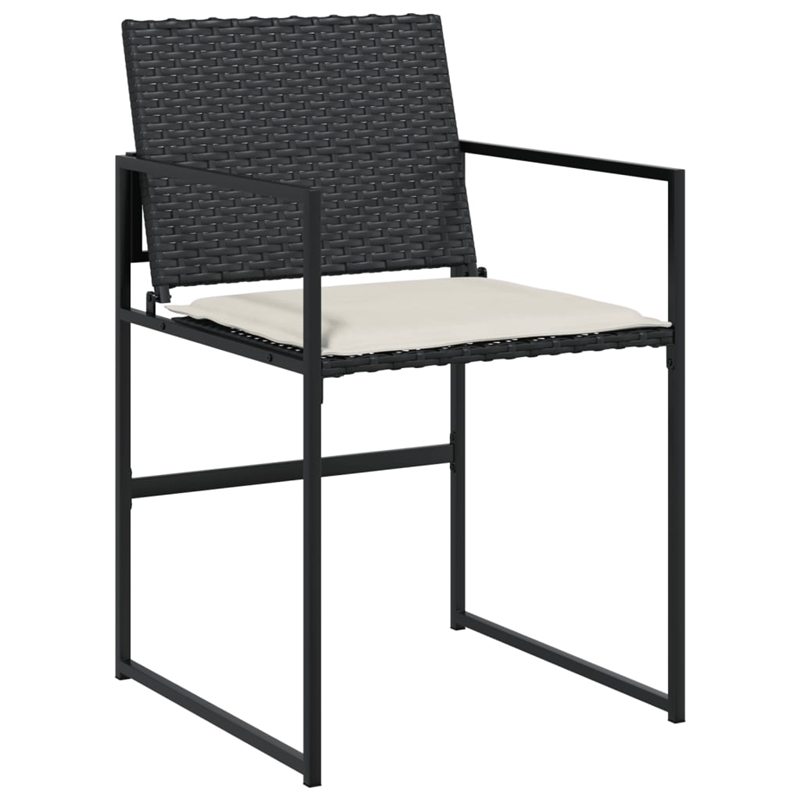 vidaXL 15 Piece Rattan Garden Dining Set in Black/Cream White