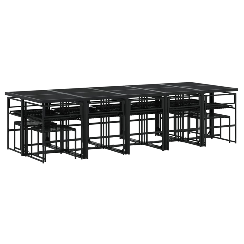 vidaXL 15 Piece Rattan Garden Dining Set in Black/Cream White