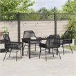 vidaXL 5 Piece Poly Rattan Garden Dining Set with Cushions in Black