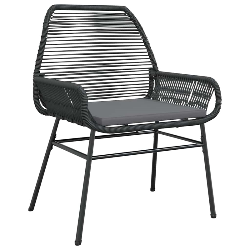 vidaXL 5 Piece Poly Rattan Garden Dining Set with Cushions in Black