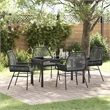 vidaXL 5 Piece Poly Rattan Garden Dining Set with Cushions in Black
