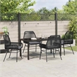 vidaXL 5 Piece Poly Rattan Garden Dining Set with Cushions in Black