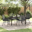 vidaXL 5 Piece Poly Rattan Garden Dining Set with Cushions in Black