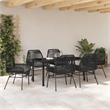 vidaXL 7 Piece Poly Rattan Garden Dining Set with Cushions in Black