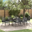 vidaXL 7 Piece Poly Rattan Garden Dining Set with Cushions in Black