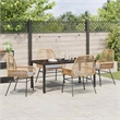 vidaXL 5 Piece Poly Rattan Garden Dining Set with Cushions in Black