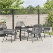 vidaXL 5 Piece Poly Rattan Garden Dining Set with Cushions in Black