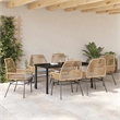 vidaXL 7 Piece Poly Rattan Garden Dining Set with Cushions in Black